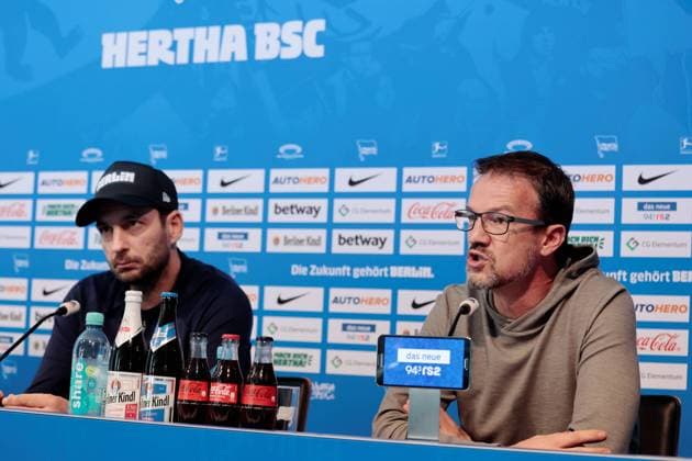 Deutschland, Berlin, Sportpark, GER, 1.FBL, Hertha BSC, Saison 2022 23, Pressekonferenz vor dem Auswärtsspiel gegen den SV Werder Bremen, Foto:Cheftrainer Sandro Schwarz, Geschäftsführer Fredi Bobic