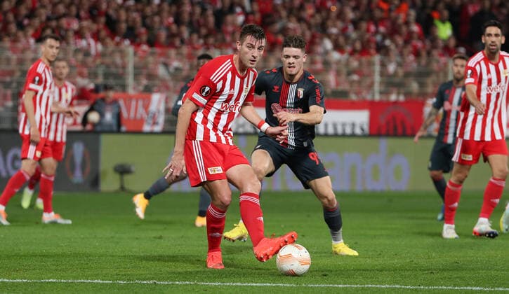 Robin Knoche, Abel Ruiz Zweikampf Spielszene Aktion Fußball Fussball UEL UEFA Europa League Herren Saison 2022 2023 27.10.2022 1.FC Union Berlin FCU vs. SC Sporting Braga DFL regulations prohibit any use of photographs as image sequences and or quasi-video.