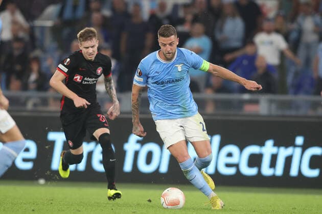 Rome, Italy 27.10.2022: Milinkovic Savic of Lazio In action during the Uefa Europe League 2022-2023 , Group F - SS matchday 5, football match between SS Lazio vs FC Midtjylland at Olympic Stadium in Rome, Italy.  Copyright: xmarcoxiacobuccix xipa-agency.netx xmarcoxiacobuccix 0