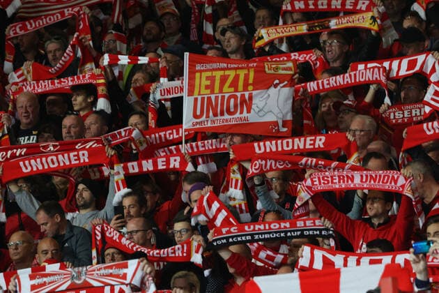 DEU, Europa League, 1.FC Union vs. SC Braga, 27.10.2022, Stadion Alte Foersterei, Berlin, DEU, Europa League, 1.FC Union vs. SC Braga, im Bild: 1.FC Union-Fans DFL - regulations prohibit any use of Photographs as image sequences and or quasi-video Foto: Juergen Engler nordphoto GmbH