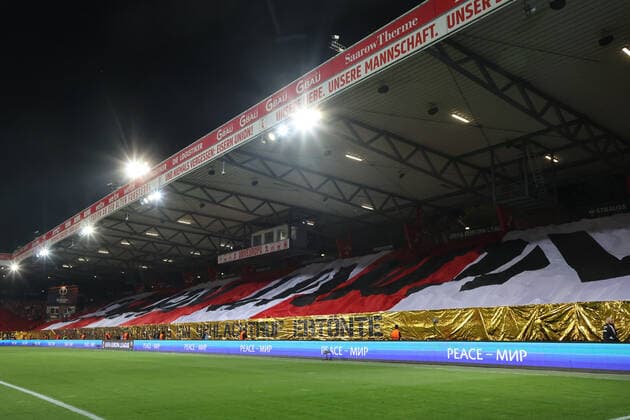 DEU, Europa League, 1.FC Union vs. SC Braga, 27.10.2022, Stadion Alte Foersterei, Berlin, DEU, Europa League, 1.FC Union vs. SC Braga, im Bild: 1.FC Union-Fans DFL - regulations prohibit any use of Photographs as image sequences and or quasi-video Foto: Juergen Engler nordphoto GmbH
