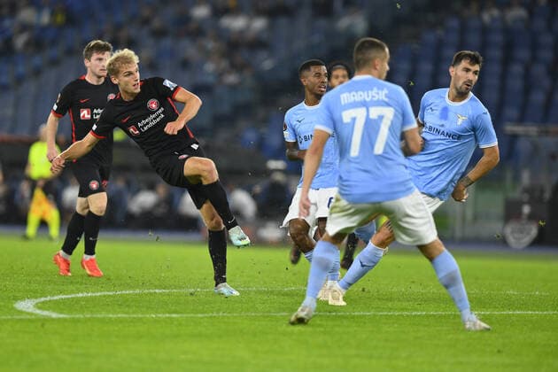 Gustav Isaksen of FC Midtjylland during the fifth day of UEFA Europa League Group F match between S.S. Lazio and FC Midtjylland at Olimpico Stadium on October 27, 2022 in Rome, Italy.  Copyright: xDomenicoxCippitellix xipa-agencyx xLivexMediax 0