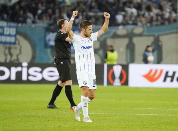 Foto Manuel Geisser 27.10.2022 Fussball Herren Saison 2022 2023 UEFA Europa League FC Zuerich - FK Bodoe Glimt 2:1 Bild : Siegtorschuetze Antonio Marchesano jubelt Aktion Einzelbild