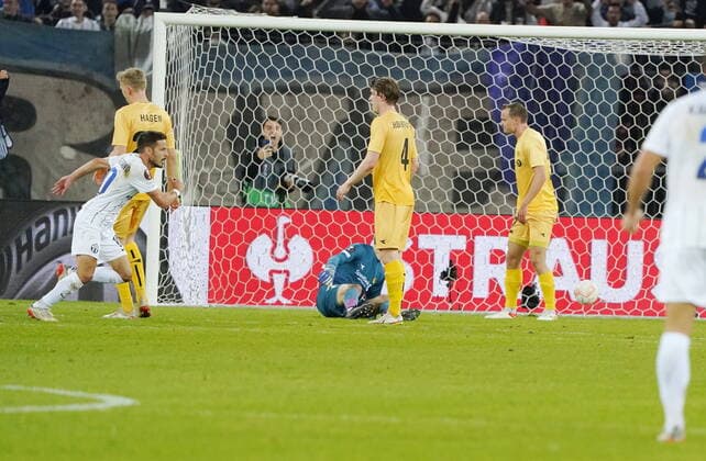 Foto Manuel Geisser 27.10.2022 Fussball Herren Saison 2022 2023 UEFA Europa League FC Zuerich - FK Bodoe Glimt 2:1 Bild : Antonio Marchesano (I.) schiesst das 2:1 fuer den (FC Zuerich) Aktion Tor Torschuetze