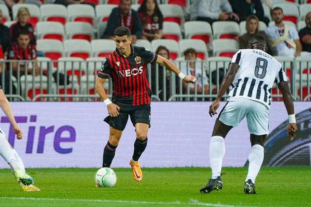 Youcef Atal (OGC Nice) FOOTBALL : OGC Nice vs FK Partizan - Conference League - Phase de groupe - Nice - 27 10 2022 NorbertScanella Panoramic 