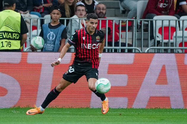 Youcef Atal (OGC Nice) FOOTBALL : OGC Nice vs FK Partizan - Conference League - Phase de groupe - Nice - 27 10 2022 NorbertScanella Panoramic 