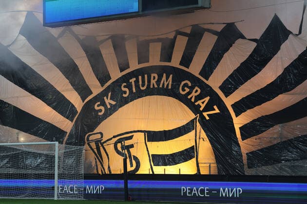 SOCCER - UEFA EL, Sturm vs Feyenoord GRAZ,AUSTRIA,27.OCT.22 - SOCCER - UEFA Europa League, group stage, SK Sturm Graz vs Feyenoord Rotterdam. Image shows choreography Fans (Sturm).  GEPAxpictures xChrisxBauer