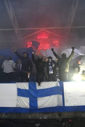 Fans of HJK Helsinki before the football UEFA Europa League Group C match HJK vs. AS Roma in Helsinki, Finland on Thursday, 27th Oct., 2022. Helsinki Finland LKFTJK20221027215739HDHO  Copyright: xEmmixKorhonenx LKFTJK20221027215739HDHO