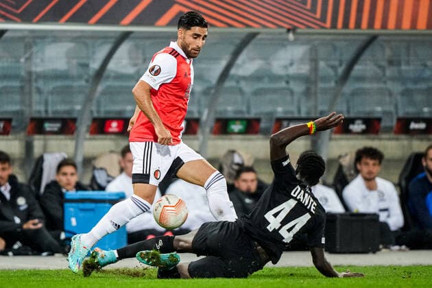 UEFA Europa League: SK Sturm Graz v Feyenoord Graz - Alireza Jahanbakhsh of Feyenoord, Amadou Dante of Strum Graz during the match between SK Sturm Graz v Feyenoord at Stadion Graz-Liebenau on 27 October 2022 in Graz, Austria. Copyright: xTomxBodex
