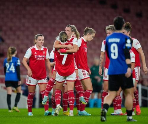 London, England, October 27th 2022: Jordan Nobbs (8 Arsenal) celebrates after scoring her team s first goal during the UEFA Womens Champions League football match between Arsenal and FC Zurich at the Emirates Stadium in London, England. (James Whitehead SPP) Copyright: xJamesxWhiteheadx xSPPx spp-en-JaWhSp-ARSvZUR069