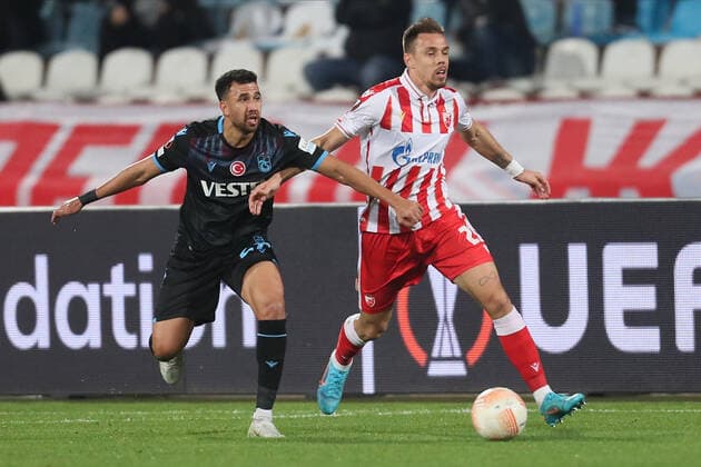 CRVENA ZVEZDA vs TRABZONSPOR MILAN RODIC vs TREZEGUET football Crvena zvezda against Trabzonspor UEFA Europa league, Rajko Mitic stadium, Belgrade, 27.10.2022 Foto: FOOTBALL, UEFA EUROPA LEAGUE, CRVENA ZVEZDA, RED STAR, TRABZONSPOR Belgrade Rajko Mitic stadium Serbia Copyright: xMarkoxMetlas xMNxPressx