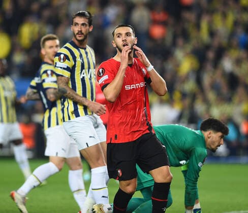 Amine Gouiri of Stade Rennes during the UEFA Europa League group B match between Fenerbahce and Stade Rennes at Ulker Sukru Saracoglu Stadium in Istanbul, Turkey on October 27, 2022. ( Photo by Seskimphoto ) 