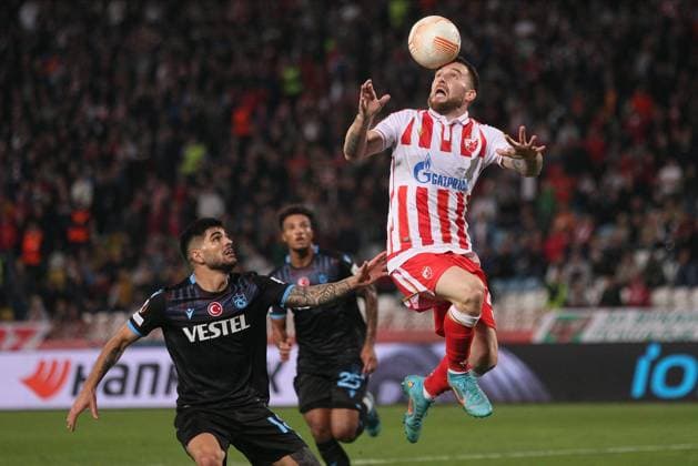 CRVENA ZVEZDA vs TRABZONSPOR ALEKSANDAR KATAI vs EREN ELMALI football Crvena zvezda against Trabzonspor UEFA Europa league, Rajko Mitic stadium, Belgrade, 27.10.2022 Foto: FOOTBALL, UEFA EUROPA LEAGUE, CRVENA ZVEZDA, RED STAR, TRABZONSPOR Belgrade Rajko Mitic stadium Serbia Copyright: xMarkoxMetlas xMNxPressx