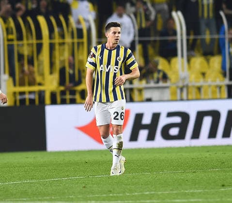 Miha Zajc of Fenerbahce during the UEFA Europa League group B match between Fenerbahce and Stade Rennes at Ulker Sukru Saracoglu Stadium in Istanbul, Turkey on October 27, 2022. ( Photo by Seskimphoto ) 