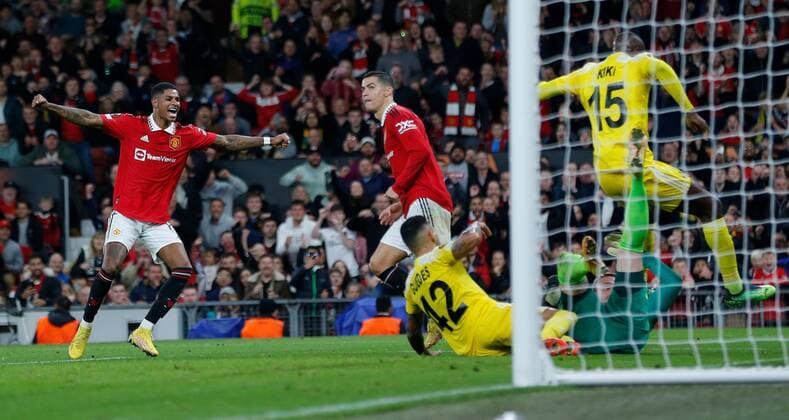 Mandatory Credit: Photo by Magi Haroun Shutterstock (13495235s) Cristiano Ronaldo on Manchester United, ManU taps in the 3rd United goal past keeper Maksym Koval of Sheriff Tiraspol Manchester United v Sheriff Tiraspol, UEFA Europa League, Group E, Football, Old Trafford, Manchester, UK - 27 Oct 2022 EDITORIAL USE ONLY No use with unauthorised audio, video, data, fixture lists, club league logos or live services. Online in-match use limited to 120 images, no video emulation. No use in betting, games or single club league player publications. Manchester United v Sheriff Tiraspol, UEFA Europa League, Group E, Football, Old Trafford, Manchester, UK - 27 Oct 2022 EDITORIAL USE ONLY No use with unauthorised audio, video, data, fixture lists, club league logos or live services. Online in-match use limited to 120 images, no video emulation. No use in betting, games or single club league player publications. Copyright: xMagixHaroun Shutterstockx 13495235s