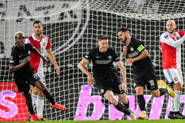 UEFA Europa League: SK Sturm Graz v Feyenoord Graz - Otar Kiteishvili of Strum Graz celebrates the 1-0 during the match between SK Sturm Graz v Feyenoord at Stadion Graz-Liebenau on 27 October 2022 in Graz, Austria. Copyright: xTomxBodex