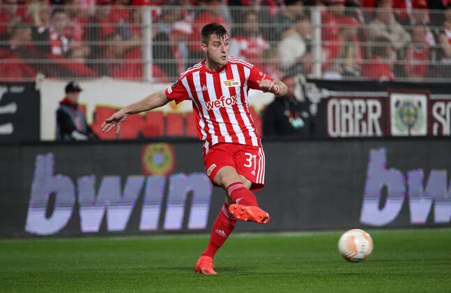 Robin Knoche Einzelbild Freisteller Aktion Fußball Fussball UEL UEFA Europa League Herren Saison 2022 2023 27.10.2022 1.FC Union Berlin FCU vs. SC Sporting Braga DFL regulations prohibit any use of photographs as image sequences and or quasi-video.