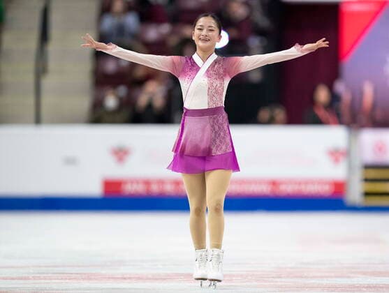 October 29, 2022, Mississauga, ON, Canada: Rinka Watanabe of Japan reacts following her free program during the women competition at Skate Canada International in Mississauga, Ont., on Saturday, October 29, 2022. Rinka Watanabe  - ZUMAc35_ 20221029_zaf_c35_035 Copyright: xPaulxChiassonx