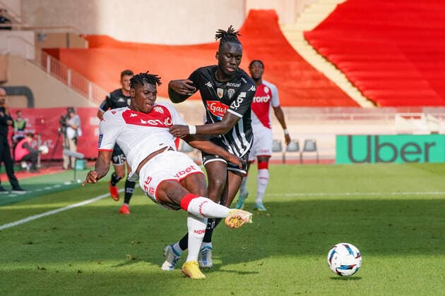 Breel Embolo (AS Monaco) - Batista Mendy (Angers) FOOTBALL : AS Monaco vs SCO Angers - Ligue 1 Uber Eats - Monaco - 30 10 2022 NorbertScanella Panoramic 