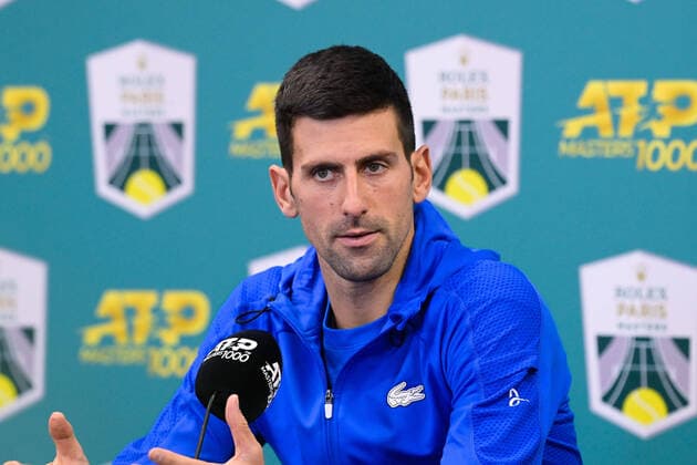 Sport Bilder des Tages Conference de presse de Novak Djokovic TENNIS : Rolex Paris Masters - Paris - 30 10 2022 FedericoPestellini Panoramic 