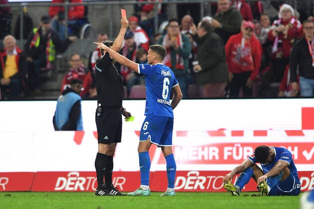 Sport Themen der Woche KW43 Sport Bilder des Tages Fußball 1. Bundesliga 12. Spieltag 1. FC Köln - TSG 1899 Hoffenheim am 30.10.2022 im RheinEnergieStadion in Köln Gelb-Rote Rot Karte für Ozan Kabak ( Hoffenheim ) DFL regulations prohibit any use of photographs as image sequences and or quasi-video. *** Soccer 1 Bundesliga 12 Matchday 1 FC Köln TSG 1899 Hoffenheim on 30 10 2022 at RheinEnergieStadion in Cologne Yellow Red Card for Ozan Kabak Hoffenheim DFL regulations prohibit any use of photographs as image sequences and or quasi video xHDx