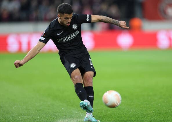 SOCCER - UEFA EL, Midtjylland vs Sturm HERNING,DENMARK,03.NOV.22 - SOCCER - UEFA Europa League, group stage, FC Midtjylland vs SK Sturm Graz. Image shows Jusuf Gazibegovic (Sturm).  GEPAxpictures xChrisxBauer