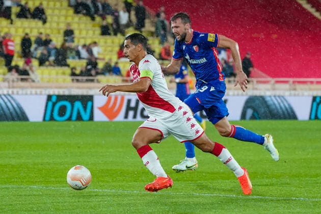 Wissam Ben Yedder (AS Monaco) - Nemanja Milunovic (Etoile Rouge de Belgrade) FOOTBALL : AS Monaco vs Etoile Rouge de Belgrade - Europa League - Phase de groupe H - Monaco - 03 11 2022 NorbertScanella Panoramic 