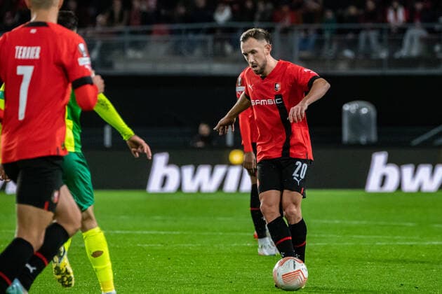 Flavien Tait (Stade Rennais) FOOTBALL : Stade Rennais x AEK Larnaca - Ligue Europa - JournÃ e 6 - 03 11 2022 BaptisteAutissier Panoramic 