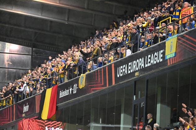 Fussball, Herren, Saison 2022 2023, Europa League (Gruppenphase, Gruppe D, 6. Spieltag), Royale Union Saint-Gilloise - 1. FC Union Berlin, Die Fans von Royale Union Saint-Gilloise , 03.11. 2022, Copyright: xMatthiasxKochx