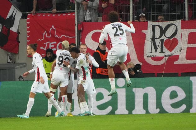GER, Europa Conference League, Gruppenphase, 6 Spieltag, 1. FC Koeln (GER) vs. OGC Nizza (FRA) 03.11.2022, Rheinenergie Stadion, Koeln, GER, Europa Conference League, Gruppenphase, 6 Spieltag, 1. FC Koeln (GER) vs. OGC Nizza (FRA), im Bild: Torjubel Jubel Jubellauf, Nizza
