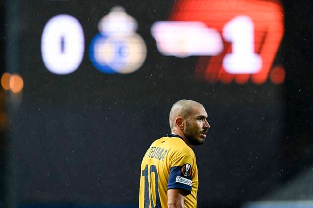 LEUVEN, BELGIUM - NOVEMBER 03 : Teuma Teddy midfielder of Union St-Gilloise pictured during UEFA Europa league match between Union St-Gilloise and Union Berlin at the King Power Stadium at den Dreef November 3, 2022 in Leuven, Belgium, 3 11 2022 ( Union ST-Gilloise v Union Berlin PhotoNews Panoramic 