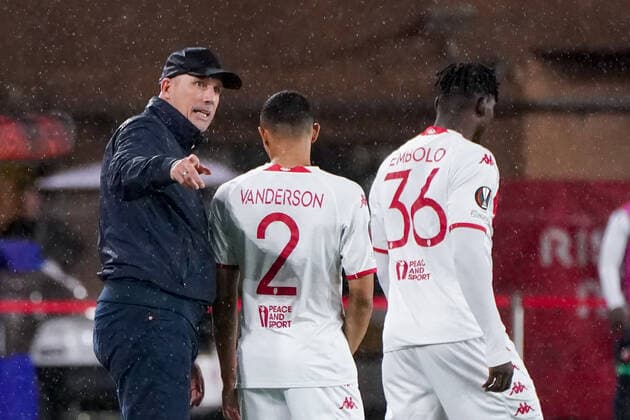 Philippe Clement (entraineur de l AS Monaco) - Breel Embolo (AS Monaco) - Vanderson (AS Monaco) FOOTBALL : AS Monaco vs Etoile Rouge de Belgrade - Europa League - Phase de groupe H - Monaco - 03 11 2022 NorbertScanella Panoramic 