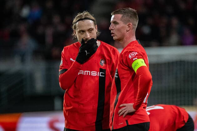 Lovro Majer (Stade Rennais) Benjamin Bourigeaud (Stade Rennais) FOOTBALL : Stade Rennais x AEK Larnaca - Ligue Europa - JournÃ e 6 - 03 11 2022 BaptisteAutissier Panoramic 
