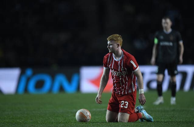 Robert Wagner of SC Freiburg picks himself up from the floor during the UEFA Europa League Group G match between Qaraba? FK and SC Freiburg at The Tofiq Bahramov Republican Stadium in Baku, Azerbaijan  Copyright: xx