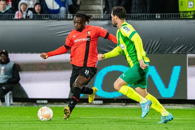 Jeremy Doku (Stade Rennais) FOOTBALL : Stade Rennais x AEK Larnaca - Ligue Europa - JournÃ e 6 - 03 11 2022 BaptisteAutissier Panoramic 