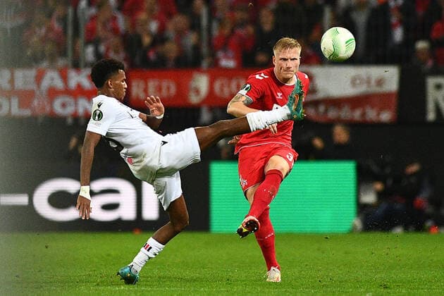 GERMANY, COLOGNE - NOVEMBER 3, 2022: Kristian Pedersen. The match of UEFA Europa Conference League 1. FC Köln - OGC Nizza at RHEIN Energie Stadion  Copyright: xVitaliixKliuievx