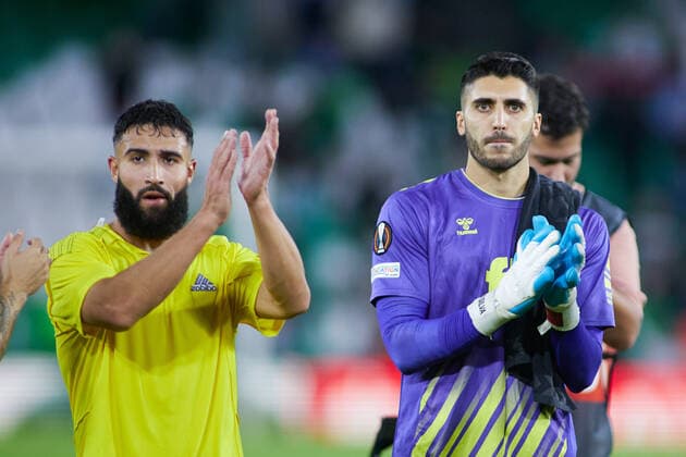 November 3, 2022, SEVILLA, SEVILLA, SPAIN: Nabil Fekir and Rui Silva of Real Betis gestures during the UEFA Europa League, Group C, match between Real Betis and HJK Helsinki at Benito Villamarin Stadium on November 3, 2022 in Sevilla, Spain. SEVILLA SPAIN - ZUMAa181 20221103_zaa_a181_078 Copyright: xJoaquinxCorcherox