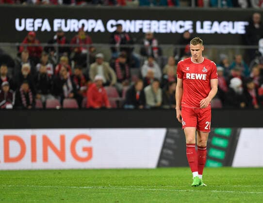 03.11.2022, Cologne, Germany, RheinEnergieStadium, 1. FC Koeln vs OGC Nizza - UEFA Europa Conference League - Group D, Steffen Tigges (1. FC Koeln) schaut (Foto Ralf Treese) Cologne RheinEnergieStadium North Rhine-Westphalia Germany