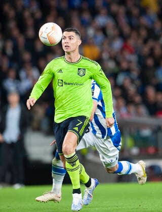 Partido de la Europa League entre la Real Sociedad y el Manchester United, ManU En la imagen, Cristiano Ronaldo. Europa League match between Real Sociedad and Manchester United. In this picture, Cristiano Ronaldo. JOSUNExMTZ.xDExALBENIZ 