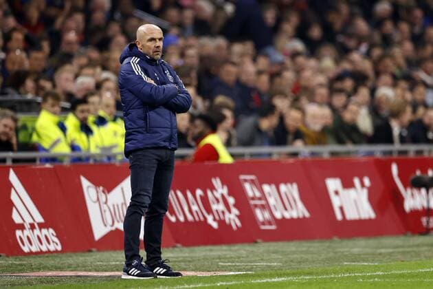 AMSTERDAM - Ajax coach Alfred Schreuder during the Dutch Eredivisie match between AFC Ajax and PSV at the Johan Cruijff ArenA on November 6, 2022 in Amsterdam, Netherlands. ANP MAURICE VAN STEEN Dutch Eredivisie 2022 2023 xVIxANPxSportx xxANPxIVx