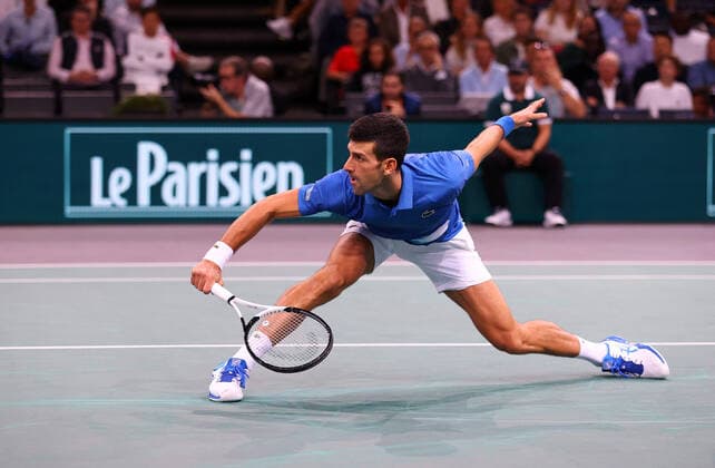 Mandatory Credit: Photo by Ella Ling Shutterstock (13514240by) Novak Djokovic of Serbia in action Rolex Paris Masters, Day Seven, Tennis, AccorHotels Arena, Paris, France - 06 Nov 2022 Rolex Paris Masters, Day Seven, Tennis, AccorHotels Arena, Paris, France - 06 Nov 2022 Copyright: xEllaxLing Shutterstockx 13514240by