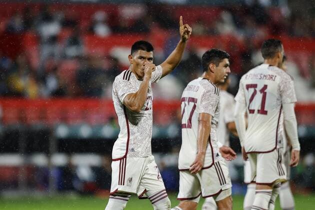 RECORD DATE NOT STATED Seleccion Mexicana 2022 Mexico 4-0 Irak Jesus Gallardo celebrates his goal 3-0 of Mexico during the game Mexico (Mexican national team, Nationalteam vs Iraq, friendly match of preparation prior to the start of the FIFA World Cup, WM, Weltmeisterschaft, Fussball Qatar 2022, at Montilivi Municipal Stadium, on November 9, 2022. <br><br> Jesus Gallardo celebra su gol 3-0 de Mexico durante el partido Mexico (Seleccion Nacional Mexicana) vs Irak,amistoso de preparacion previo al inicio de la Copa Mundial de la FIFA Qatar 2022, en el Estadio Municipal de Montilivi, el 9 de noviembre de 2022. GIRONA ESPANA ESPANA Copyright: xXavixBonillax 20221109181346_SM_MEX_IRA_GALLARDO77