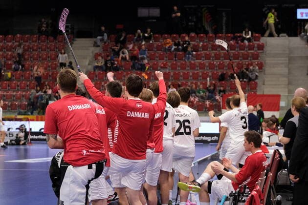 IFF Men s World Floorball Championship 2022 Canada vs Denmark - Team Denmark celebrates the victory Winterthur AXA Arena Zürich Schweiz Copyright: xSergioxBrunettix