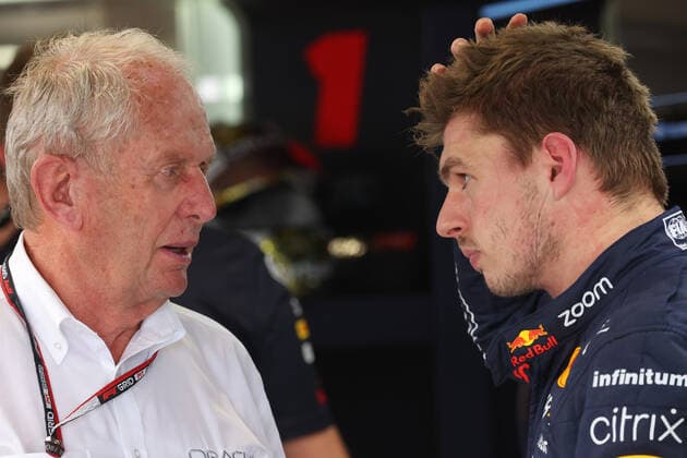 FORMULA 1 HEINEKEN GRANDE PREMIO DO BRASIL 2022 11.11.2022, Autodromo Jose Carlos Pace, Interlagos, FORMULA 1 HEINEKEN GRANDE PREMIO DO BRASIL 2022 , im Bild Max Verstappen (NEL), Oracle Red Bull Racing mit Motorsportchef Dr. Helmut Marko (Red Bull Racing Honda).