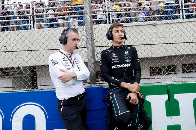 Riccardo Musconi (ITA, Mercedes-AMG Petronas F1 Team), 63 George Russell (GBR, Mercedes-AMG Petronas F1 Team), F1 Grand Prix of Brazil at Autodromo Jose Carlos Pace on November 13, 2022 in Sao Paulo, Brazil. (Photo by HOCH ZWEI) Sao Paulo Brazil