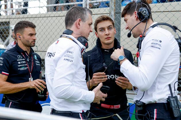Riccardo Musconi (ITA, Mercedes-AMG Petronas F1 Team), 63 George Russell (GBR, Mercedes-AMG Petronas F1 Team), F1 Grand Prix of Brazil at Autodromo Jose Carlos Pace on November 13, 2022 in Sao Paulo, Brazil. (Photo by HOCH ZWEI) Sao Paulo Brazil