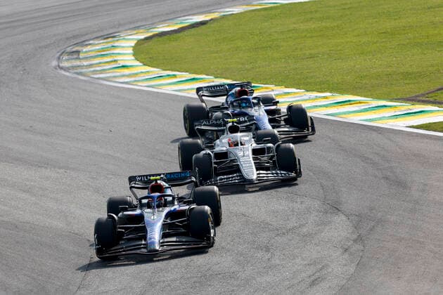 6 Nicholas Latifi (CAN, Williams Racing), 22 Yuki Tsunoda (JPN, Scuderia AlphaTauri), 23 Alexander Albon (THA, Williams Racing), F1 Grand Prix of Brazil at Autodromo Jose Carlos Pace on November 13, 2022 in Sao Paulo, Brazil. (Photo by HOCH ZWEI) Sao Paulo Brazil