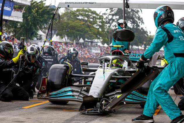 44 Lewis Hamilton (GBR, Mercedes-AMG Petronas F1 Team), F1 Grand Prix of Brazil at Autodromo Jose Carlos Pace on November 13, 2022 in Sao Paulo, Brazil. (Photo by HOCH ZWEI) Sao Paulo Brazil