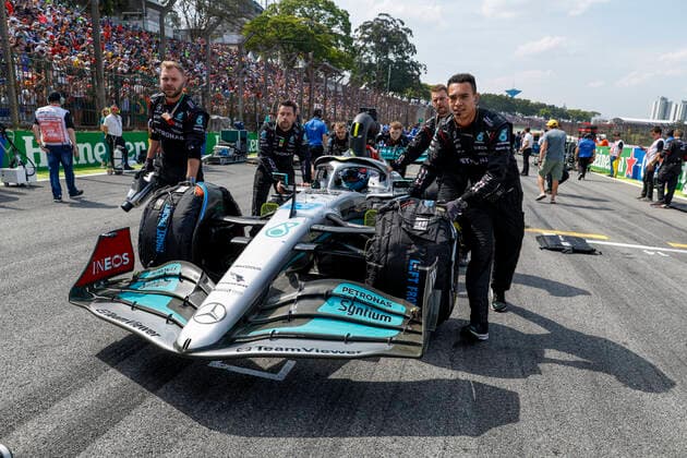 63 George Russell (GBR, Mercedes-AMG Petronas F1 Team), F1 Grand Prix of Brazil at Autodromo Jose Carlos Pace on November 13, 2022 in Sao Paulo, Brazil. (Photo by HOCH ZWEI) Sao Paulo Brazil