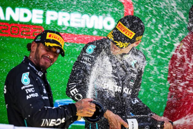 44 Lewis Hamilton (GBR, Mercedes-AMG Petronas F1 Team), 63 George Russell (GBR, Mercedes-AMG Petronas F1 Team), F1 Grand Prix of Brazil at Autodromo Jose Carlos Pace on November 13, 2022 in Sao Paulo, Brazil. (Photo by HOCH ZWEI) Sao Paulo Brazil